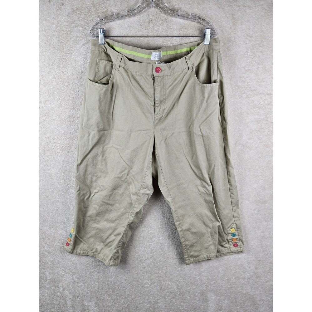 CJ Banks Women's Capri Chino Cropped Pants Khaki Size 18W